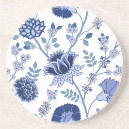 Jacobean Blommigt Lg Mönster Blue on White Underlägg
