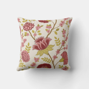 Jacobean Blommigt Lg Mönster  Pinks Guld Cream Kudde