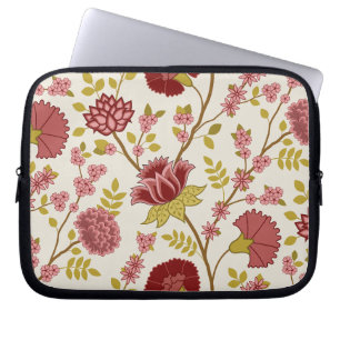 Jacobean Blommigt Lg Mönster Pinks Guld Cream Laptop Fodral