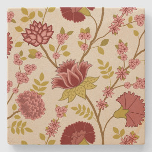 Jacobean Blommigt Lg Mönster  Pinks Guld Cream Stenunderlägg