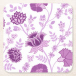 Jacobean Blommigt Lg Mönster Pinks on White Underlägg Papper Kvadrat<br><div class="desc">Jacobean stil blommigt yta mönster formar sig genom att kontrastera klumpar mot en vit bakgrund.</div>