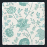 Jacobean Blommigt Lg Mönster Teals on White Stenunderlägg<br><div class="desc">Jacobean stil blommigt stor yta mönster-design i kontrasterar teals/anka äggblåsor mot en vit bakgrund.</div>