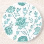 Jacobean Blommigt Lg Mönster Teals on White Underlägg<br><div class="desc">Jacobean stil blommigt stor yta mönster-design i kontrasterar teals/anka äggblåsor mot en vit bakgrund.</div>