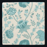 Jacobean Blommigt Lg Mönster Teals på Cream Stenunderlägg<br><div class="desc">Jacobean stil-blommigten har en stor yta mönster-design som kontrasterar tealerna mot en gräddbakgrund.</div>