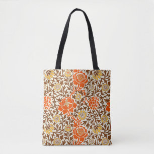 Jacobean Blommigt , Orange Brown & Mustard Guld Tygkasse