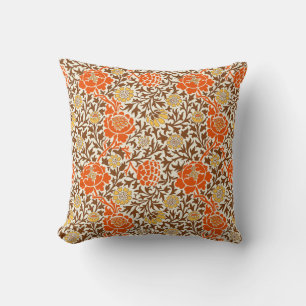 Jacobean Blommigt, Orange, Brown och Mustard Guld Kudde
