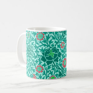 Jacobean Blommigt, Turquise, Aqua och Coral Kaffemugg
