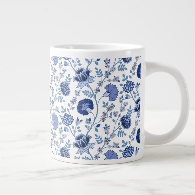 Jacobean Blommönster Blues on White Jumbo Mugg (Höger)