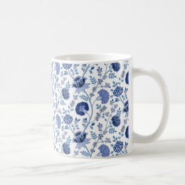 Jacobean Blommönster Blues on White Kaffemugg