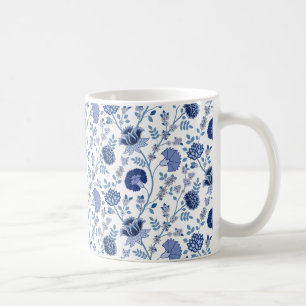 Jacobean Blommönster Blues on White Kaffemugg