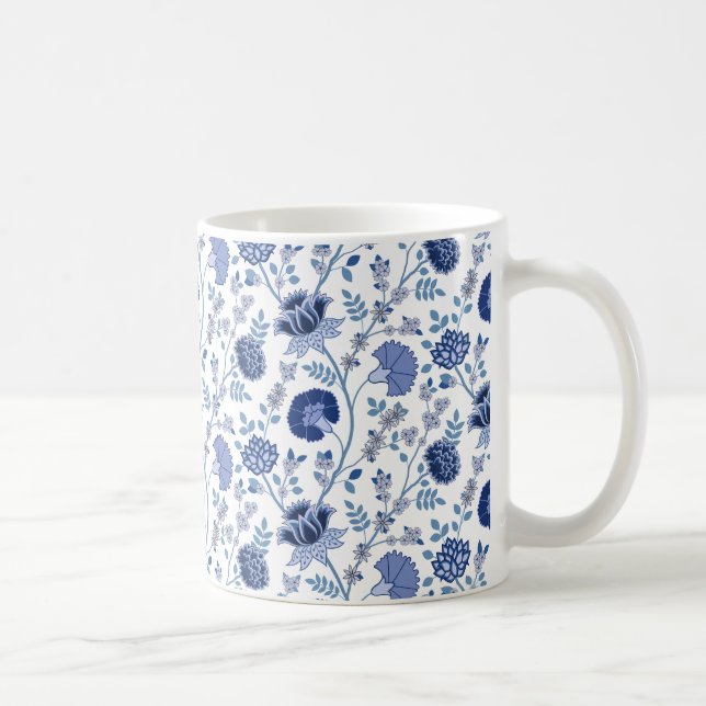 Jacobean Blommönster Blues on White Kaffemugg (Höger)