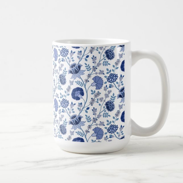 Jacobean Blommönster Blues on White Kaffemugg (Höger)