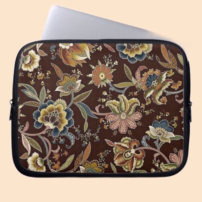 Jacobean Blommönster Laptop Fodral (Skapare uppladdad)
