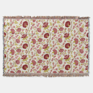 Jacobean Blommönster  Pinks Guld Cream Filt