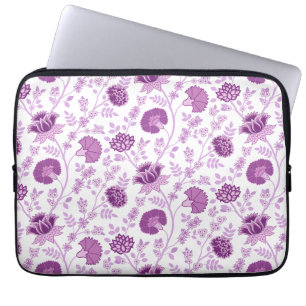 Jacobean Blommönster Pinks on White Laptop Fodral