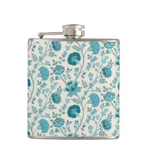 Jacobean Blommönster Teals on Cream Fickplunta
