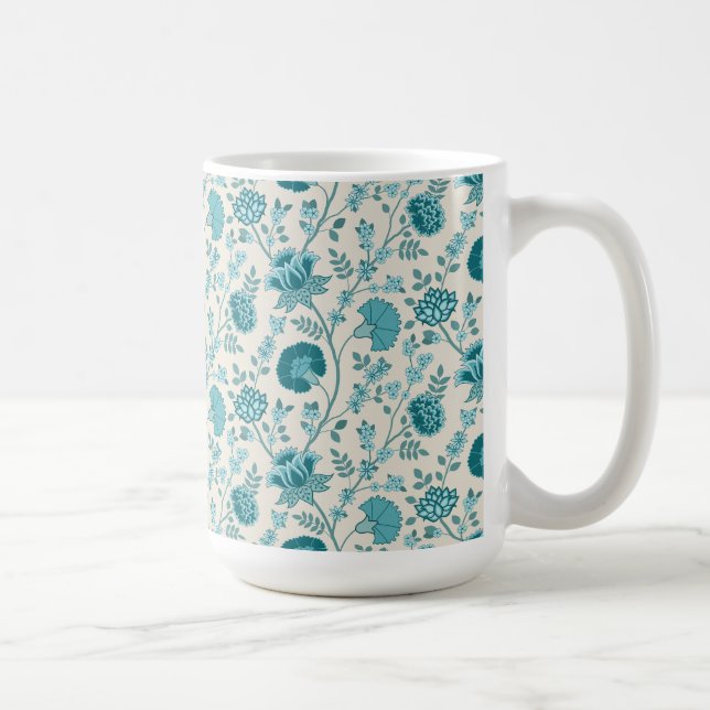 Jacobean Blommönster Teals on Cream Kaffemugg (Höger)