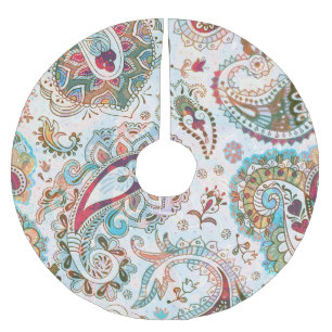 Jacobean Ethnic Blommönster Julgransmatta Borstad Polyester