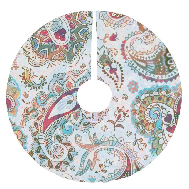 Jacobean Ethnic Blommönster Julgransmatta Borstad Polyester (Framsidan)