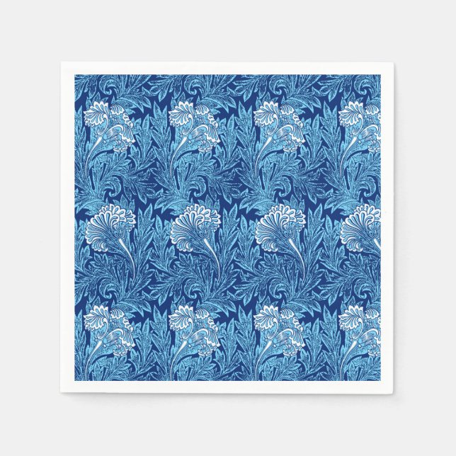 Jacobean Flower Damask, Cobalt and Light Blue Pappersservett (Framsidan)