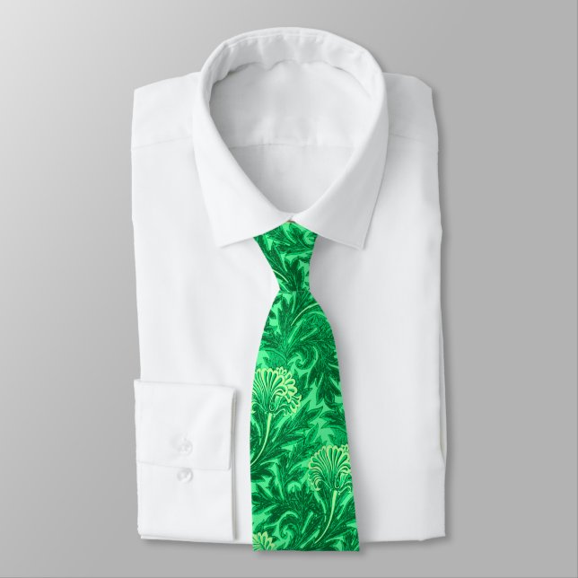Jacobean Flower Damask, Emerald and Lime Green Slips (Bunden)