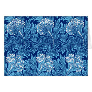 Jacobean Flower Damask, Navy, Himlar Blue and Whit OBS Kort