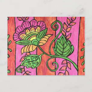Jacobean Flower vycard Vykort