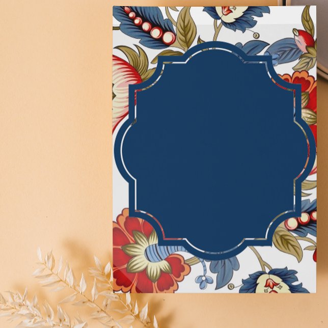 Jacobean Red and blue blank-inbjudan Inbjudningar (Skapare uppladdad)