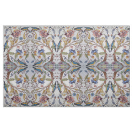 Jacobean Tile Design Bird Blommigt Soft Färg Fabri Tyg