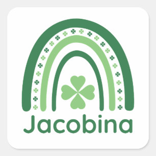 Jacobina Namn Klöver Boho Rainbow Fyrkantigt Klistermärke