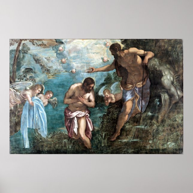 Jacopo Tintoretto Baptism of Jesus Poster (Framsidan)