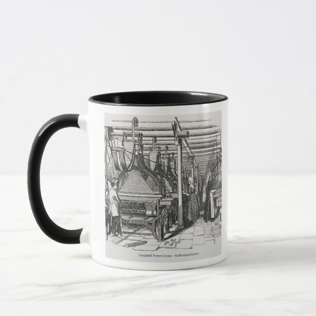 Jacquard driver vävstolar (gravyr) mugg (Vänster)