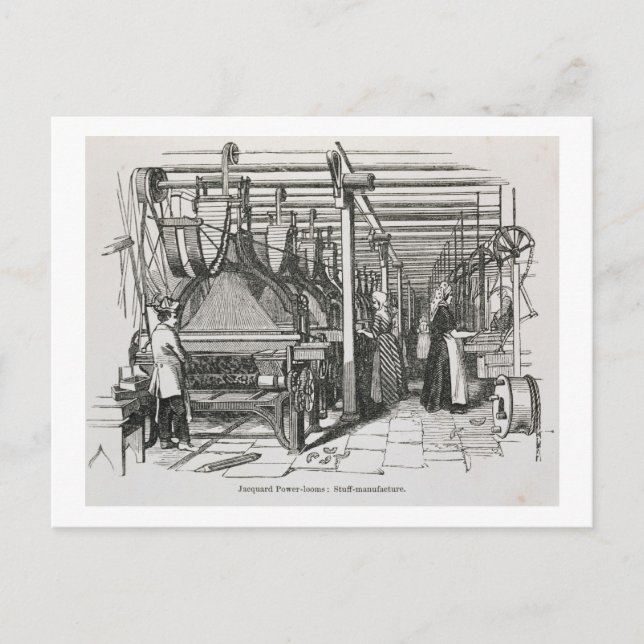 Jacquard Power Looms (engrave) Vykort (Framsida)