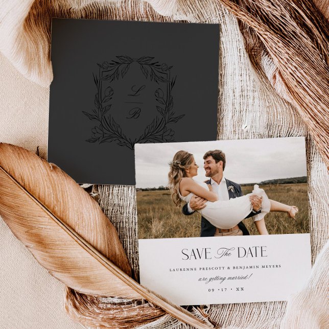 Jacquard Vapensköld Save Date Bröllop Photo Card Spara Datumet (Skapare uppladdad)