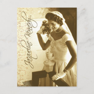 Jacqueline Kennedy kastar sin bröllop bouquet Vykort
