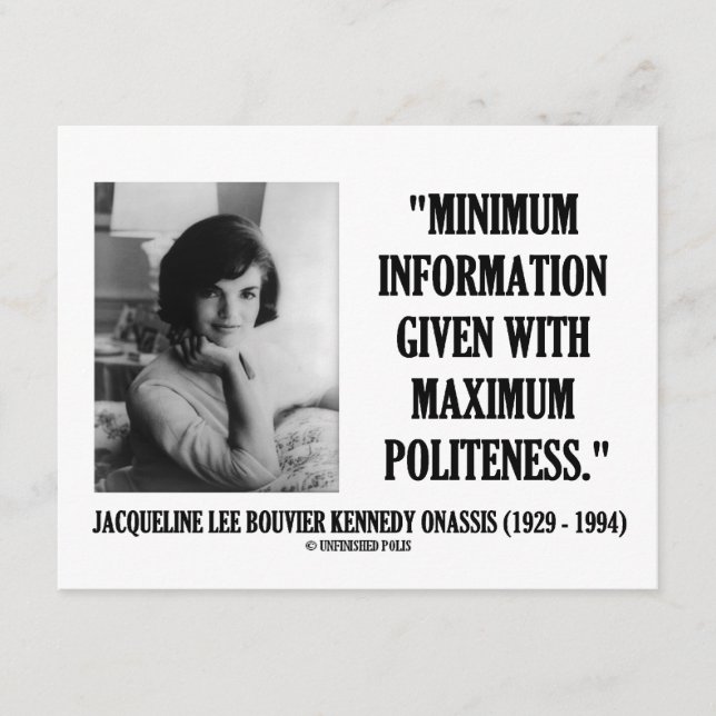Jacqueline Kennedy Minimum Information Politeness Tilläggskort (Framsida)