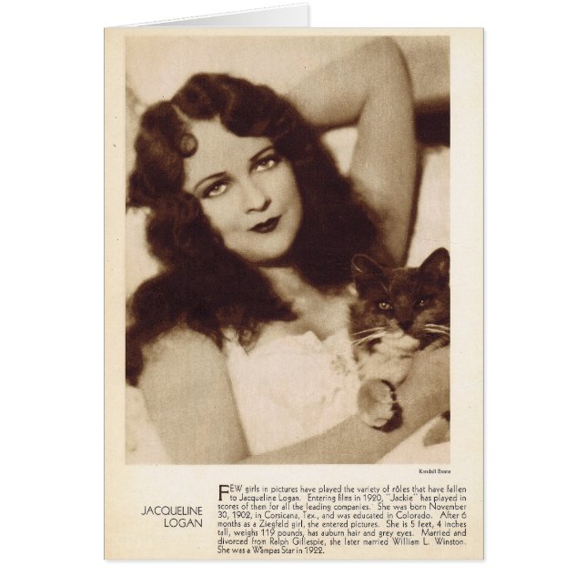 Jacqueline Logan 1931 vintage porträtt Hälsningskort (Framsidan)