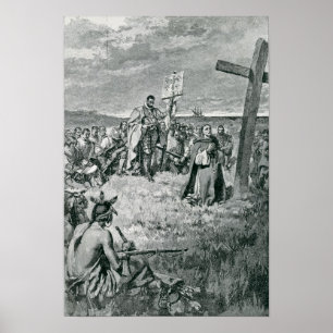 Jacques Cartier inställning - upp en kor på Gasp Poster