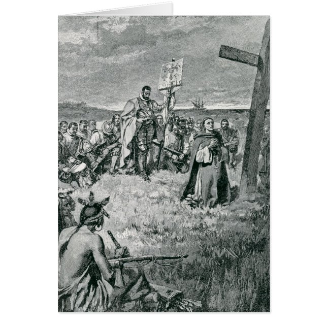 Jacques Cartier inställning - upp en kor på Gaspe Hälsningskort (Framsidan)