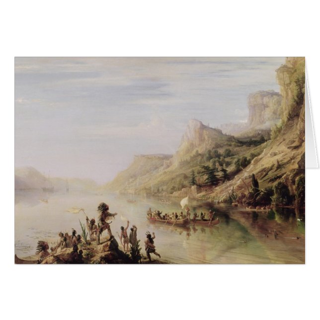 Jacques Cartier som upptäcker St.en Lawrence Hälsningskort (Framsidan Horizontal)