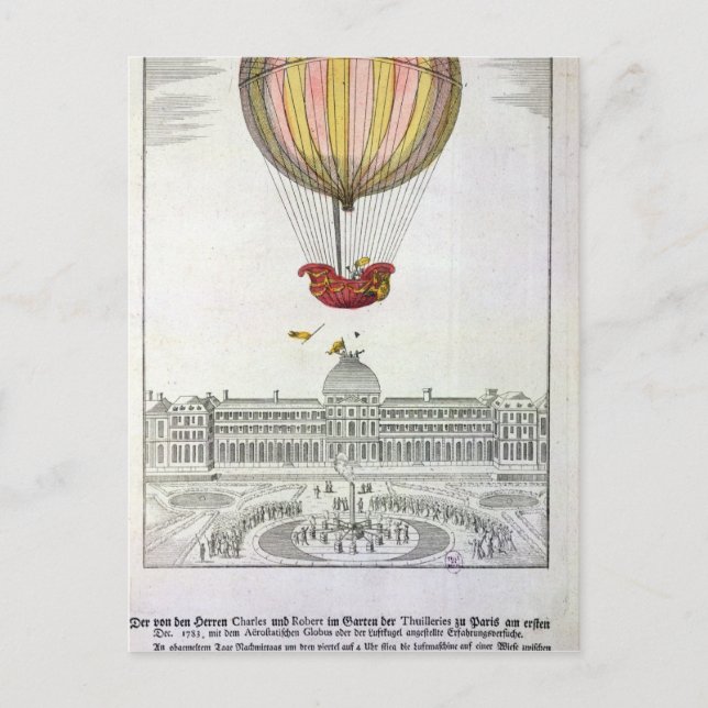 Jacques Charles och Nicholas Robert flyg Vykort (Framsida)