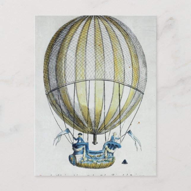 Jacques Charles och Nicholas Robert's Balloon Vykort (Framsida)