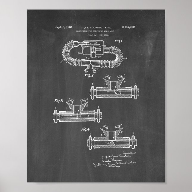 Jacques Cousteau Mouthbit for Breathing Apparatu Poster (Framsidan)