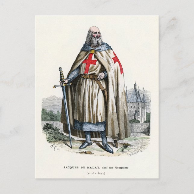 Jacques de Molay - Knight Templar Vykort (Framsida)