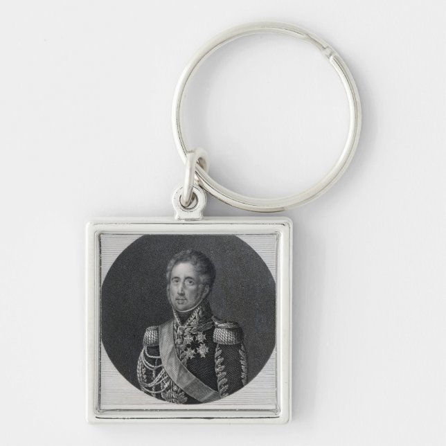 Jacques lag, Markis de Lauriston Fyrkantig Silverfärgad Nyckelring (Framsidan)