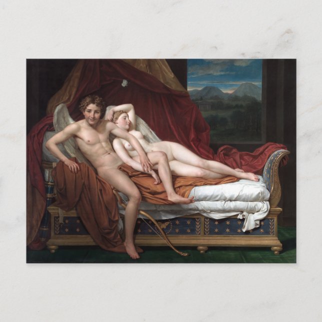 Jacques-Louis David Cupid och Psyche Vykort (Framsida)