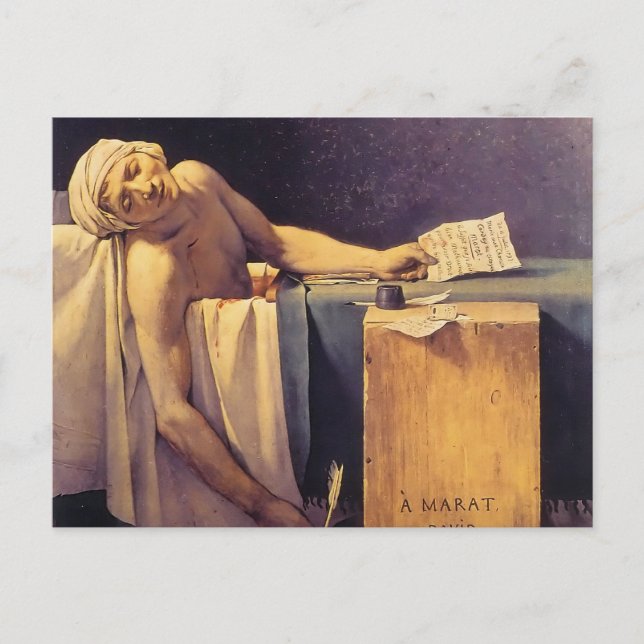 Jacques-Louis David Döden i Marat Vykort (Framsida)