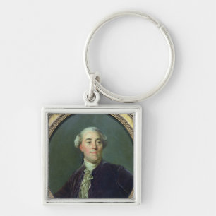 Jacques Necker c.1781 Fyrkantig Silverfärgad Nyckelring