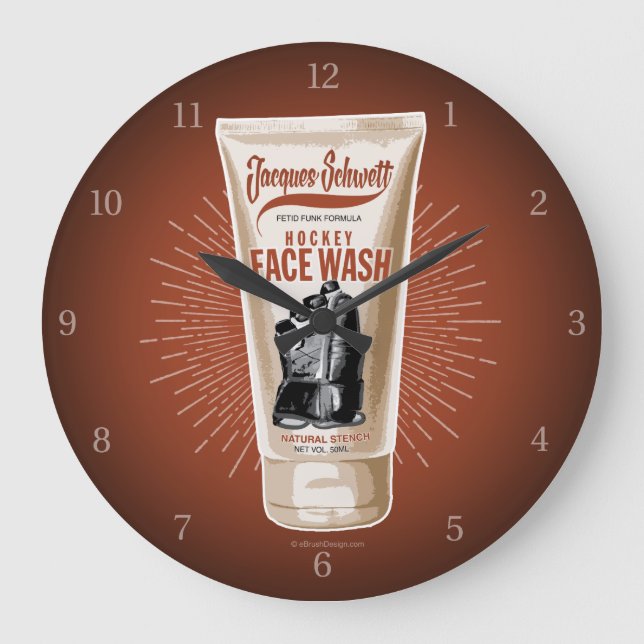 Jacques Schwett Hockey Ansikte Tvättar Large Clock Stor Klocka (Framsida)