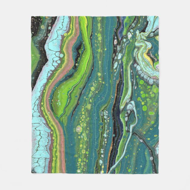 Jada 3 Crazy Grönt Abstrakt Throw Blanket Fleecefilt (Framsidan)